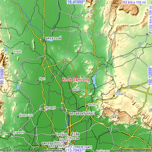 Topographic map of Khok Samrong