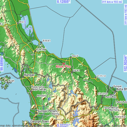 Topographic map of Khok Pho