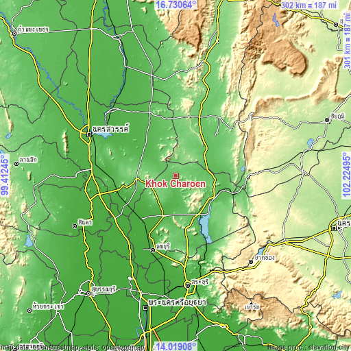 Topographic map of Khok Charoen