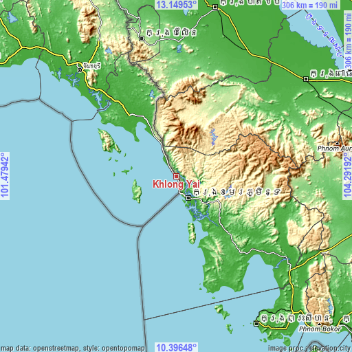 Topographic map of Khlong Yai