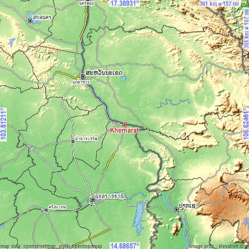 Topographic map of Khemarat