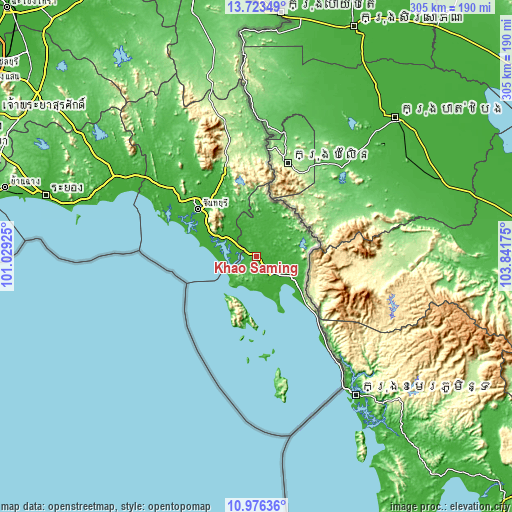 Topographic map of Khao Saming