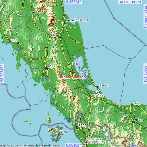 Topographic map of Khao Chaison