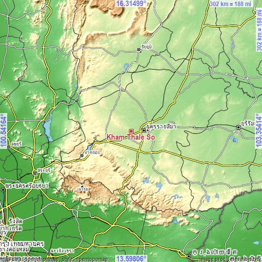 Topographic map of Kham Thale So