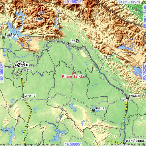 Topographic map of Kham Ta Kla