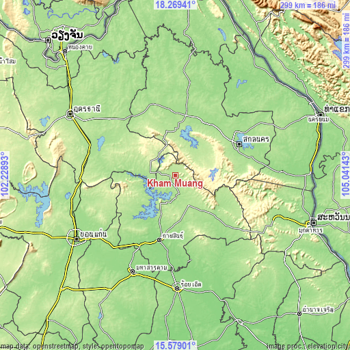 Topographic map of Kham Muang