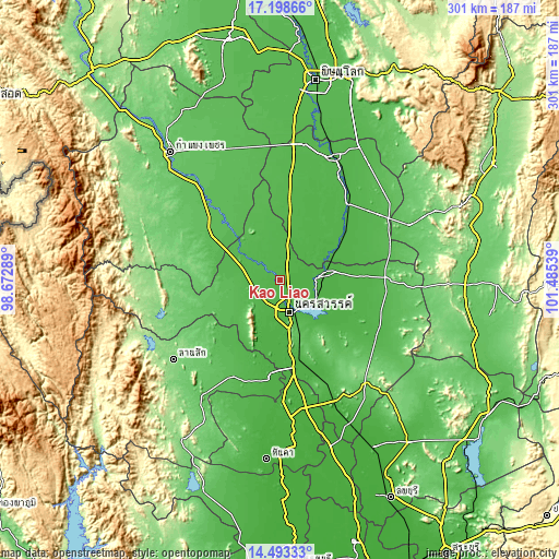 Topographic map of Kao Liao