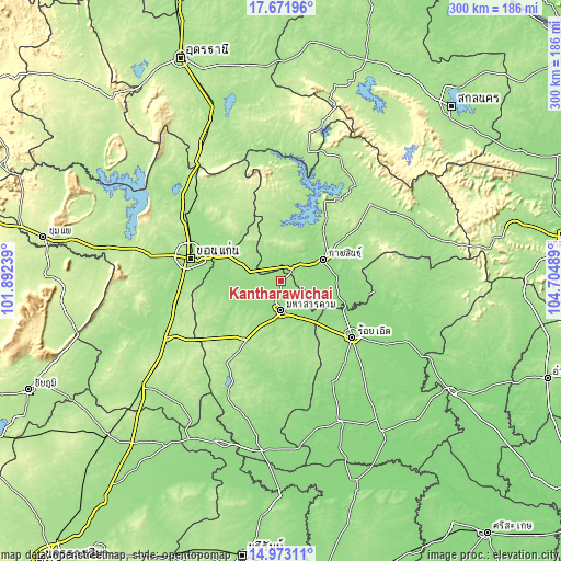 Topographic map of Kantharawichai