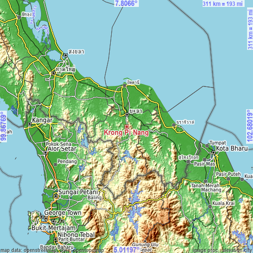 Topographic map of Krong Pi Nang