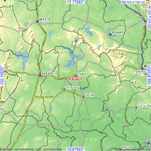 Topographic map of Kalasin