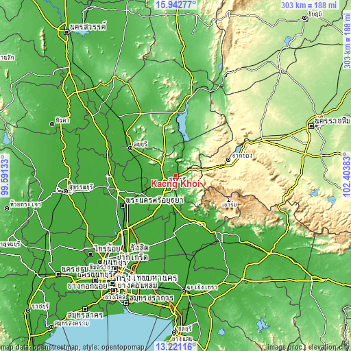 Topographic map of Kaeng Khoi
