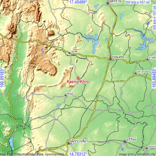 Topographic map of Kaeng Khro