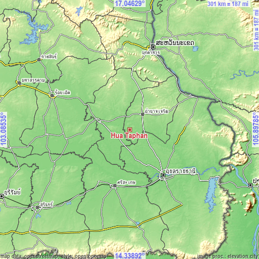 Topographic map of Hua Taphan