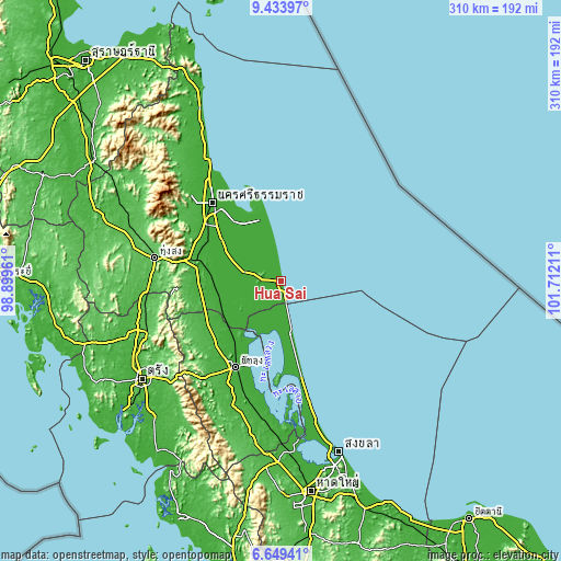 Topographic map of Hua Sai