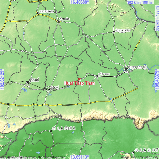 Topographic map of Huai Thap Than