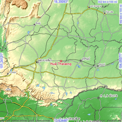 Topographic map of Huai Thalaeng