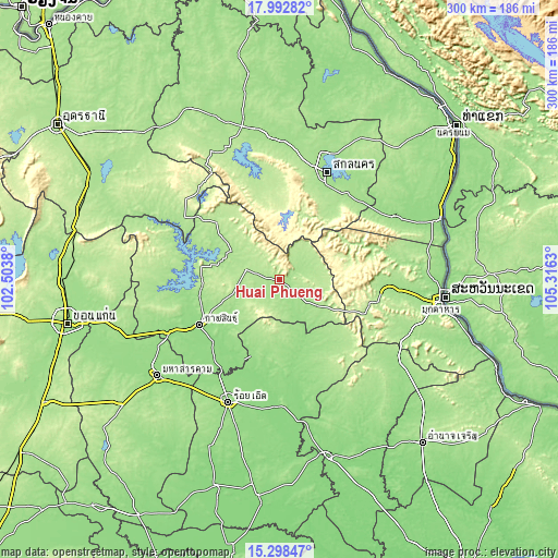 Topographic map of Huai Phueng