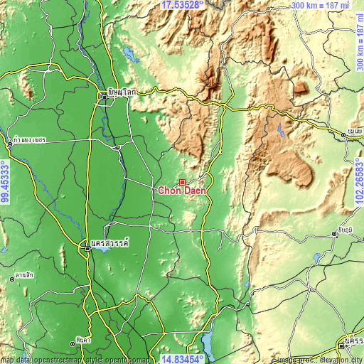 Topographic map of Chon Daen
