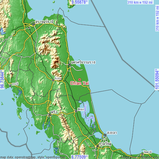 Topographic map of Chian Yai