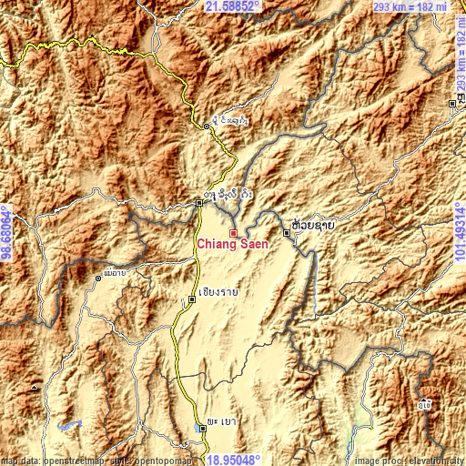 Topographic map of Chiang Saen