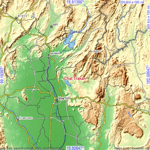 Topographic map of Chat Trakan