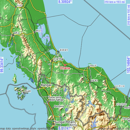 Topographic map of Chana