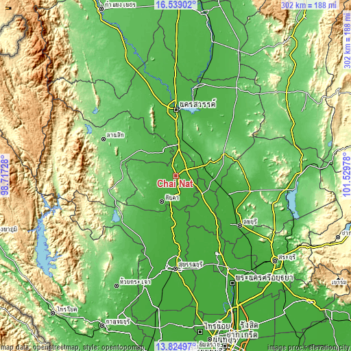 Topographic map of Chai Nat