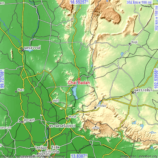 Topographic map of Chai Badan