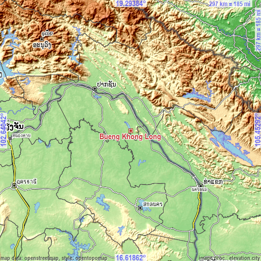 Topographic map of Bueng Khong Long