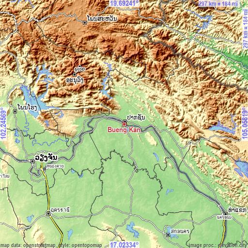 Topographic map of Bueng Kan