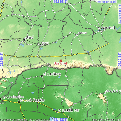 Topographic map of Bua Chet