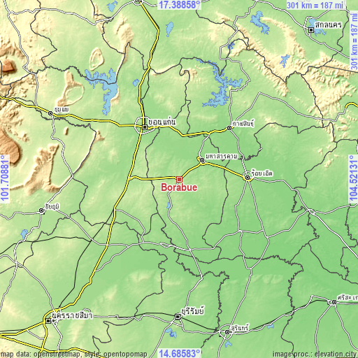 Topographic map of Borabue