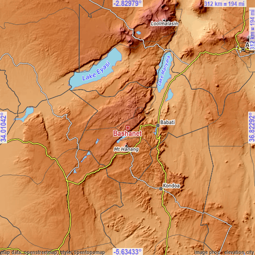 Topographic map of Bashanet