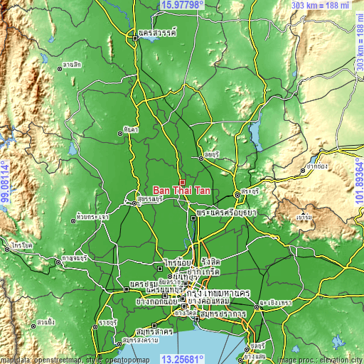 Topographic map of Ban Thai Tan