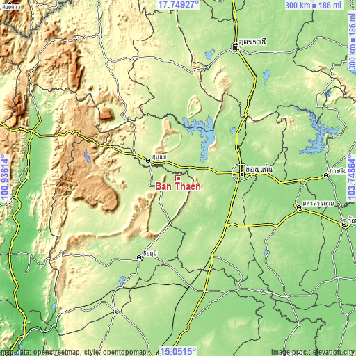 Topographic map of Ban Thaen