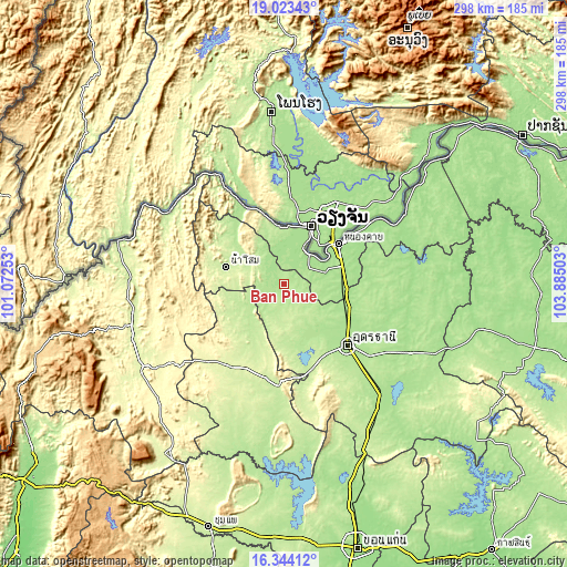 Topographic map of Ban Phue