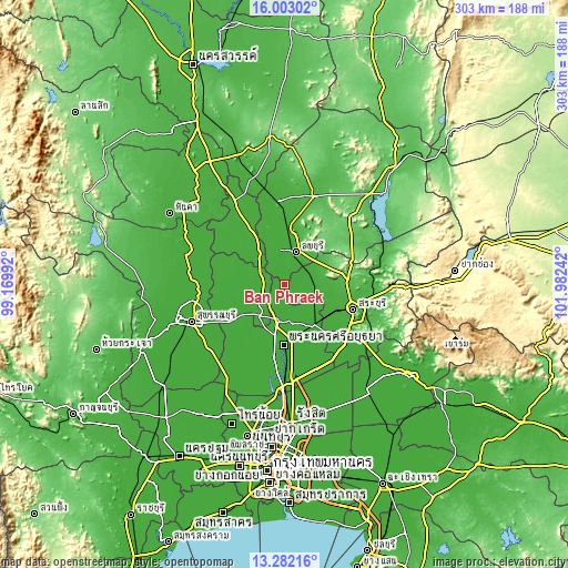 Topographic map of Ban Phraek