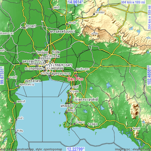 Topographic map of Ban Pho