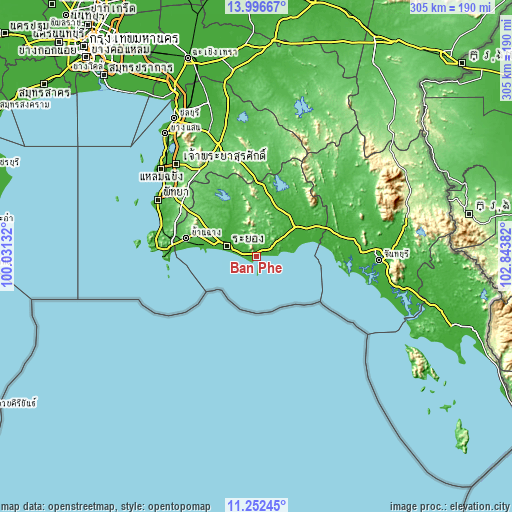 Topographic map of Ban Phe