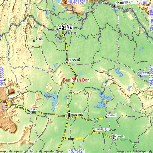 Topographic map of Ban Phan Don