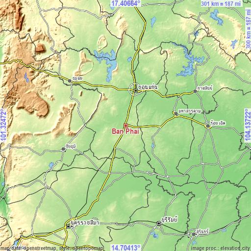 Topographic map of Ban Phai