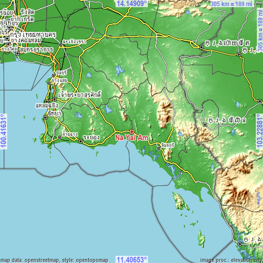 Topographic map of Na Yai Am