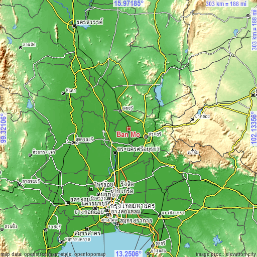 Topographic map of Ban Mo