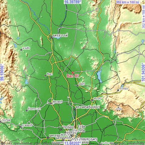 Topographic map of Ban Mi