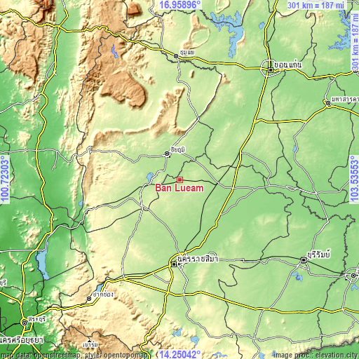 Topographic map of Ban Lueam