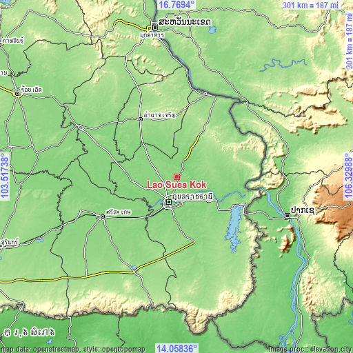 Topographic map of Lao Suea Kok