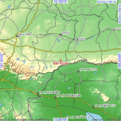 Topographic map of Ban Kruat