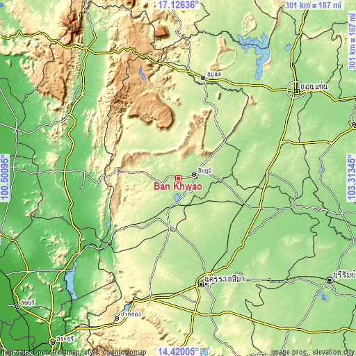 Topographic map of Ban Khwao