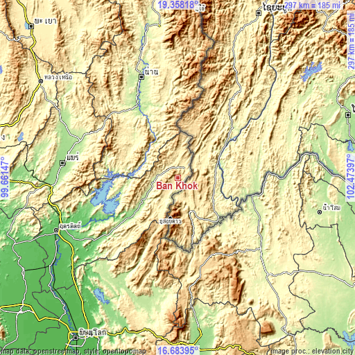 Topographic map of Ban Khok