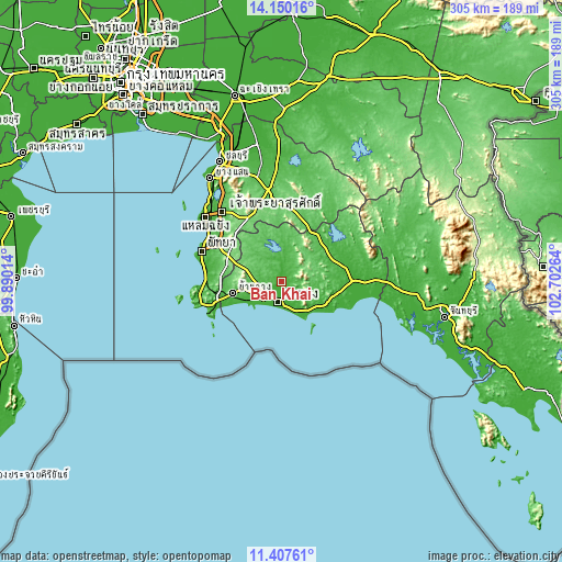 Topographic map of Ban Khai